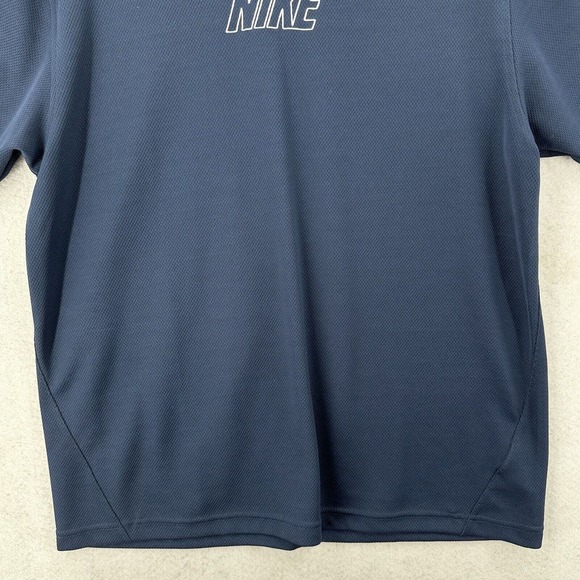 Nike Soccer Shirt Mens LARGE Blue Center Spell Out Outdoor Athletic Quick Dry - Picture 5 of 16